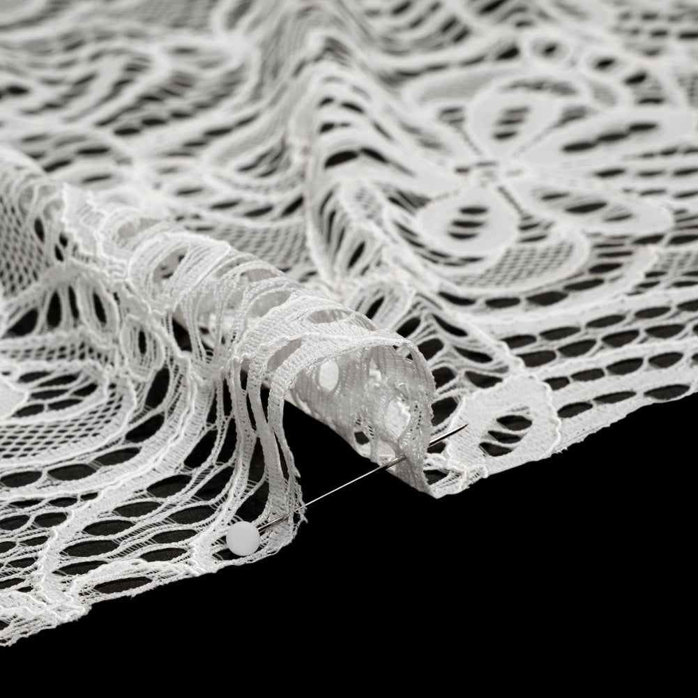 Corded Lace with Finished Edges - Ivory Radiant Floral