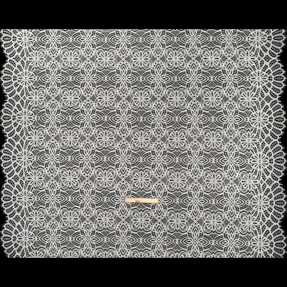Corded Lace with Finished Edges - Ivory Radiant Floral