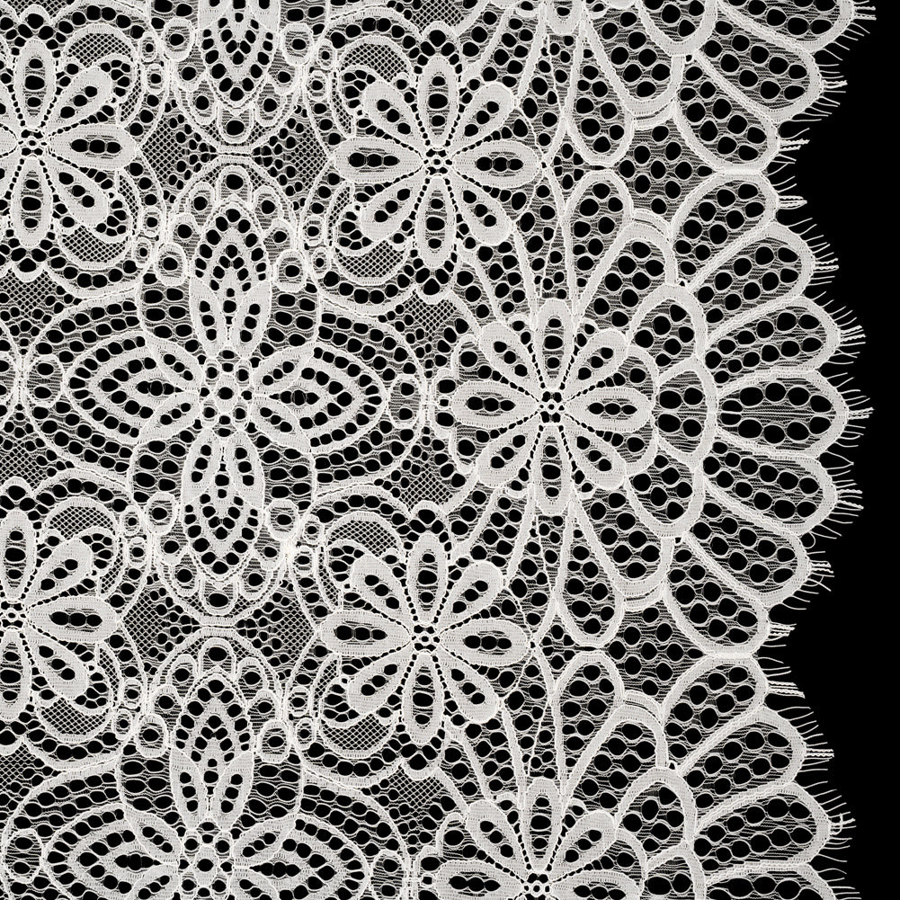 Corded Lace with Finished Edges - Ivory Radiant Floral