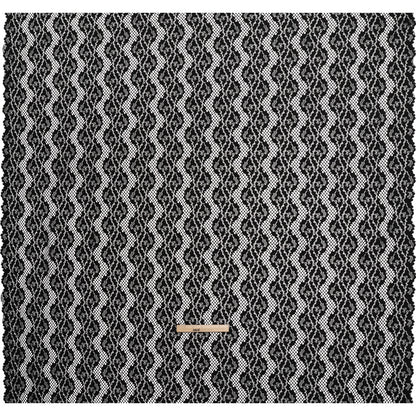 Raschel Lace with Organic Finished Edges - Black Abstract Wavy Stripes