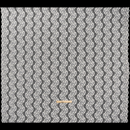 Raschel Lace with Organic Finished Edges - Ivory Abstract Wavy Stripes