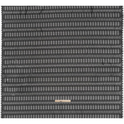 Raschel Lace Panel with Finished Edges - Black Geometric Rows of Windows