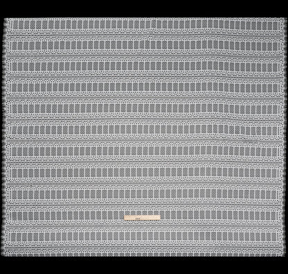 Raschel Lace Panel with Finished Edges - Ivory Geometric Rows of Windows