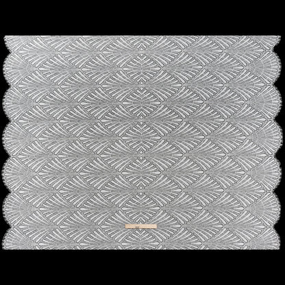 Corded Raschel Lace Panel with Finished Edges - Ivory Fan Palm Scallops