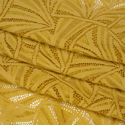 Stretch Raschel Lace with Finished Edges - Rich Gold Flying Fans