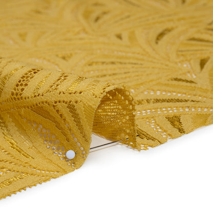 Stretch Raschel Lace with Finished Edges - Rich Gold Flying Fans