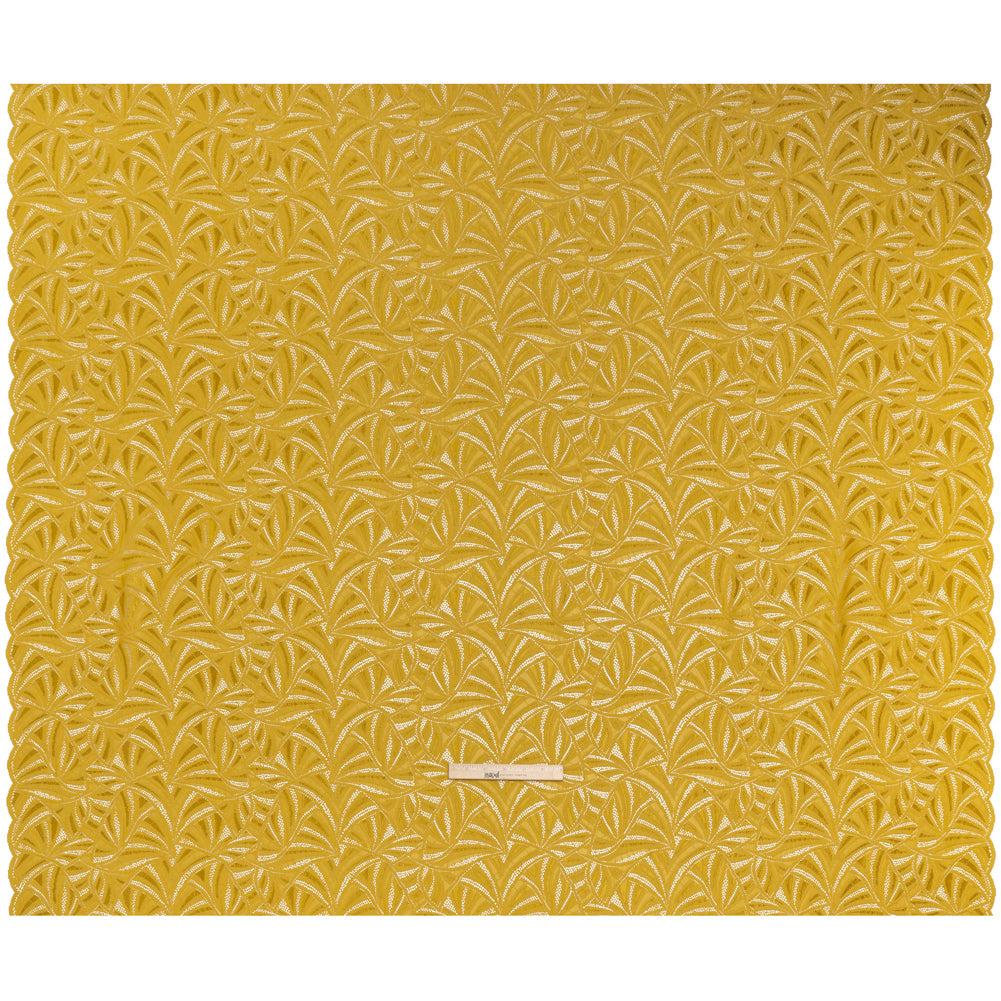 Stretch Raschel Lace with Finished Edges - Rich Gold Flying Fans - Full
