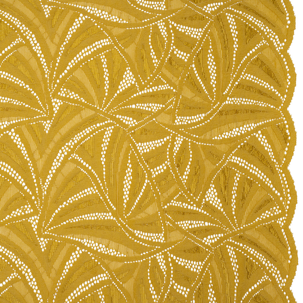 Stretch Raschel Lace with Finished Edges - Rich Gold Flying Fans
