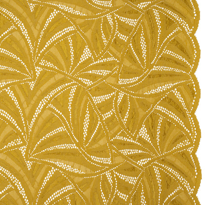 Stretch Raschel Lace with Finished Edges - Rich Gold Flying Fans