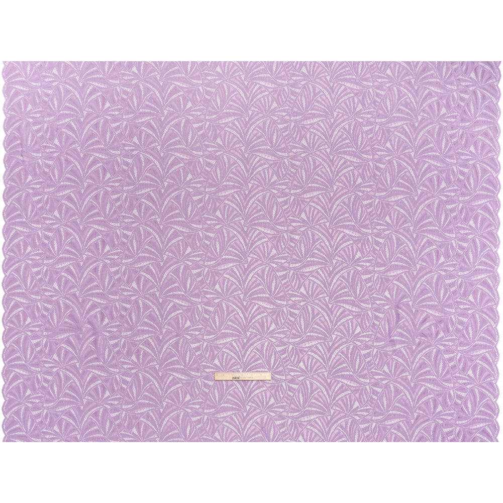 Stretch Raschel Lace with Finished Edges - Lavender Frost Flying Fans - Full
