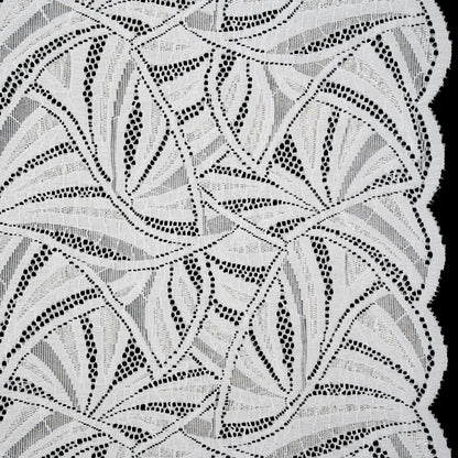 Stretch Raschel Lace with Finished Edges - Ivory Flying Fans