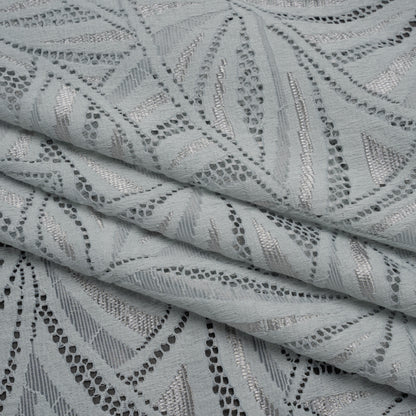 Stretch Raschel Lace with Finished Edges - Silver Flying Fans Folded