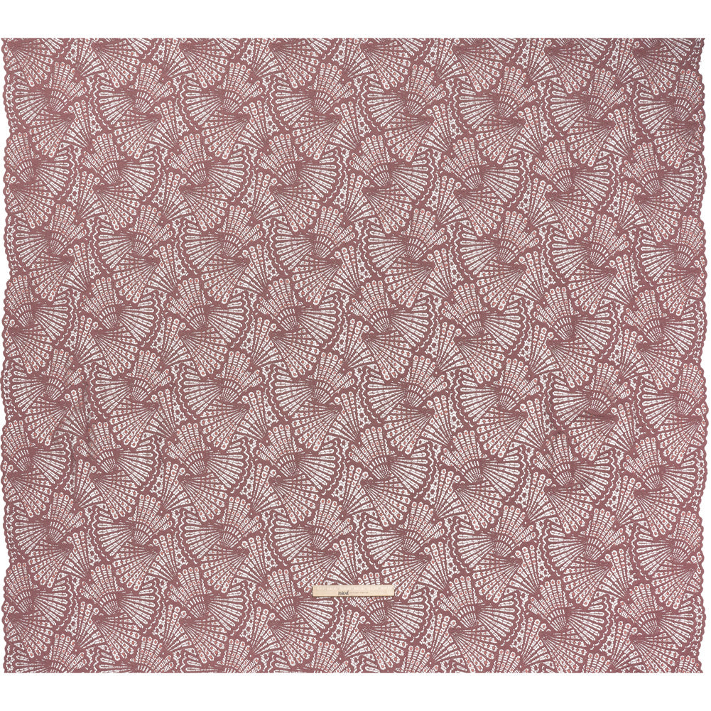 Stretch Raschel Lace with Finished Edges - Old Rose and Salmon Shell Fans - Full