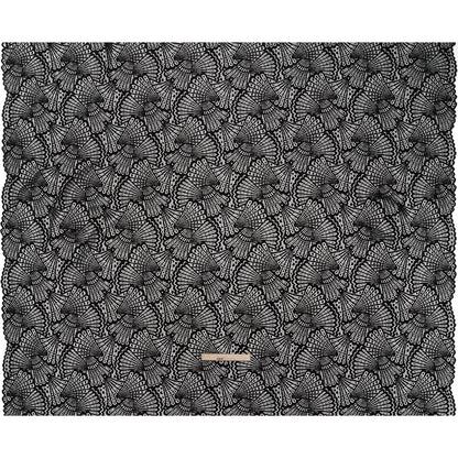 Stretch Raschel Lace with Finished Edges - Black Shell Fans