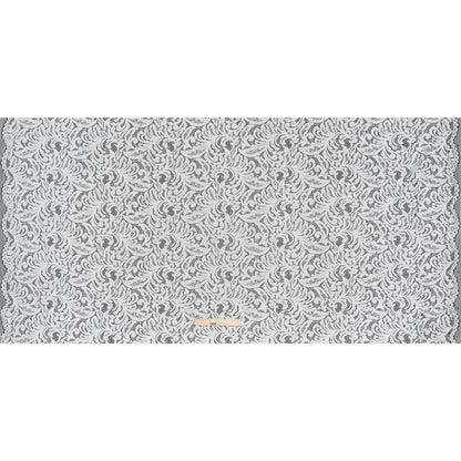 Stretch Raschel Lace with Metallic Spots - Silver and Ivory Fancy Leaves and Flowers