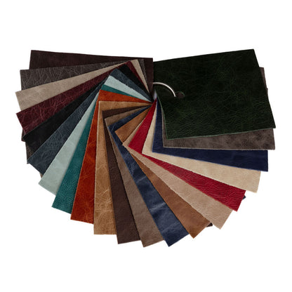 Madeira Italian Charcoal Aniline Dyed Waxed Top Grain Cow Leather Hide Folded