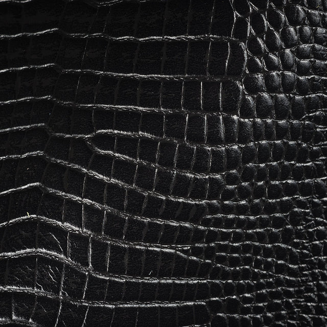 Lorraine Italian Black Semi-Aniline Alligator Embossed Top Grain Cow Leather Hide