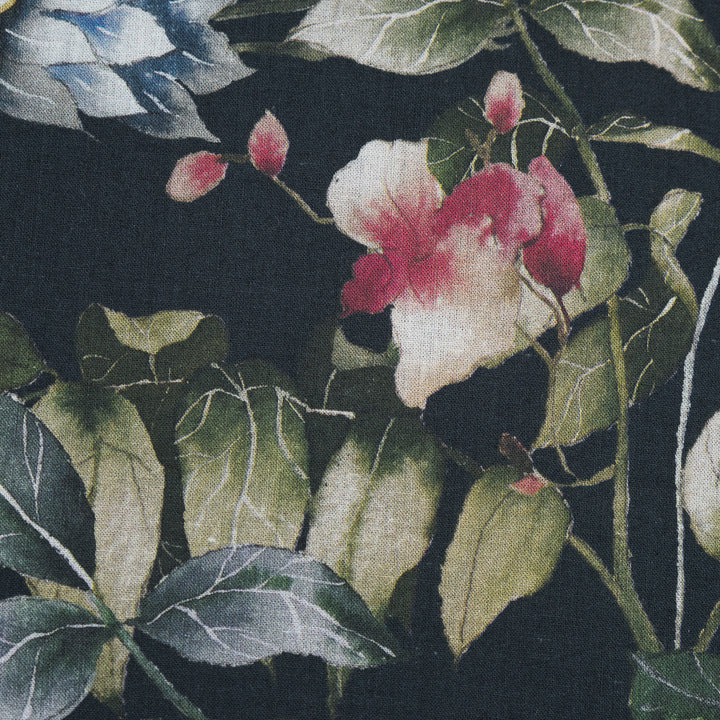 Cotton Voile - Black and Green Birds and Flowers - La Grande Tournee Print - Mood Exclusive Jacques Collection