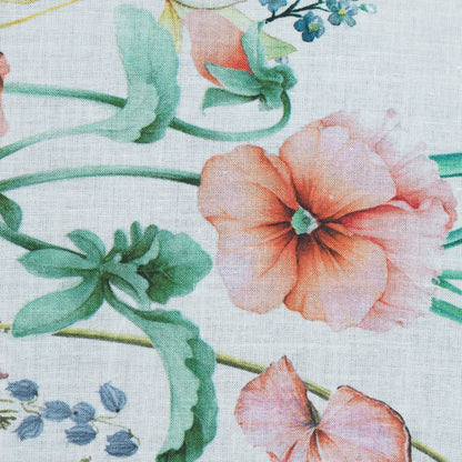 Cotton Voile - White Floral Border - La Marche des Fleurs Print - Mood Exclusive Jacques Collection