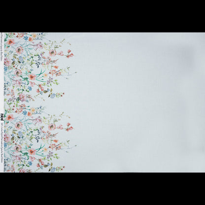 Cotton Voile - White Floral Border - La Marche des Fleurs Print - Mood Exclusive Jacques Collection