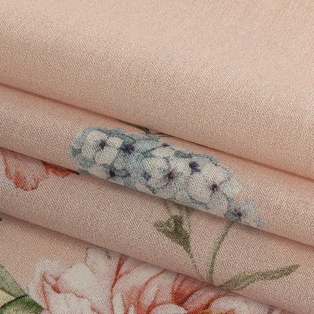 Cotton Voile - Pink Floral Border - La Marche des Fleurs Print - Mood