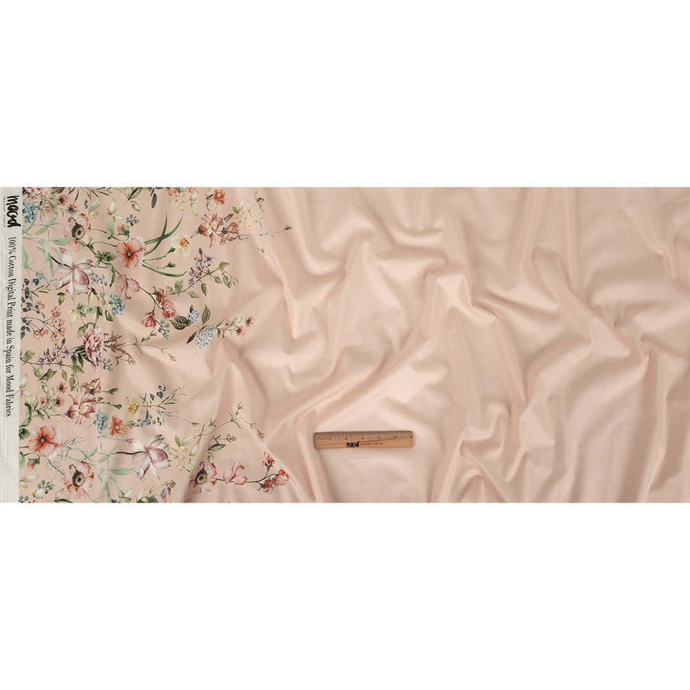 Cotton Voile - Pink Floral Border - La Marche des Fleurs Print - Mood Exclusive Jacques Collection