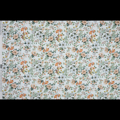 Voile de algodón - Estampado floral naranja y verde - Estampado Les Fleurs de L'amour - Colección exclusiva Mood Jacques