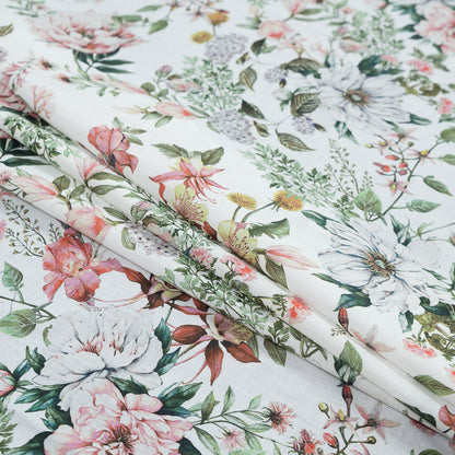 Cotton Voile - Pink and Green Floral - Les Fleurs de L'amour Print - Mood Exclusive Jacques Collection