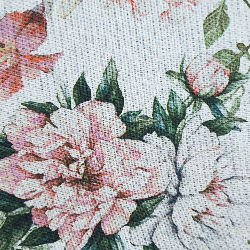 Cotton Voile - Pink and Green Floral - Les Fleurs de L'amour Print - Mood Exclusive Jacques Collection
