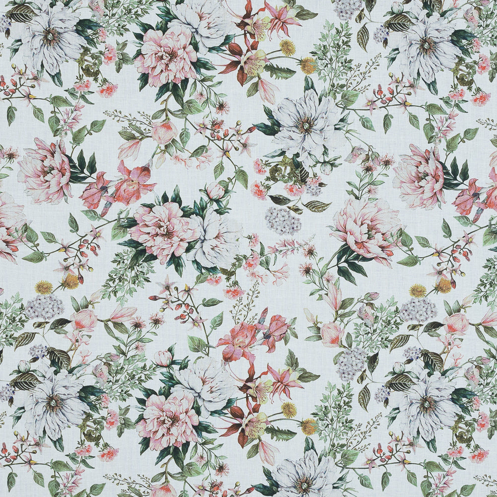 Cotton Voile - Pink and Green Floral - Les Fleurs de L'amour Print - Mood Exclusive Jacques Collection