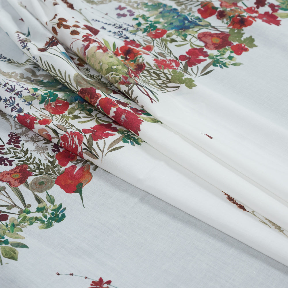 Cotton Voile Panel - White Floral Band - Promenade au Pavot Print - Mood Exclusive Jacques Collection