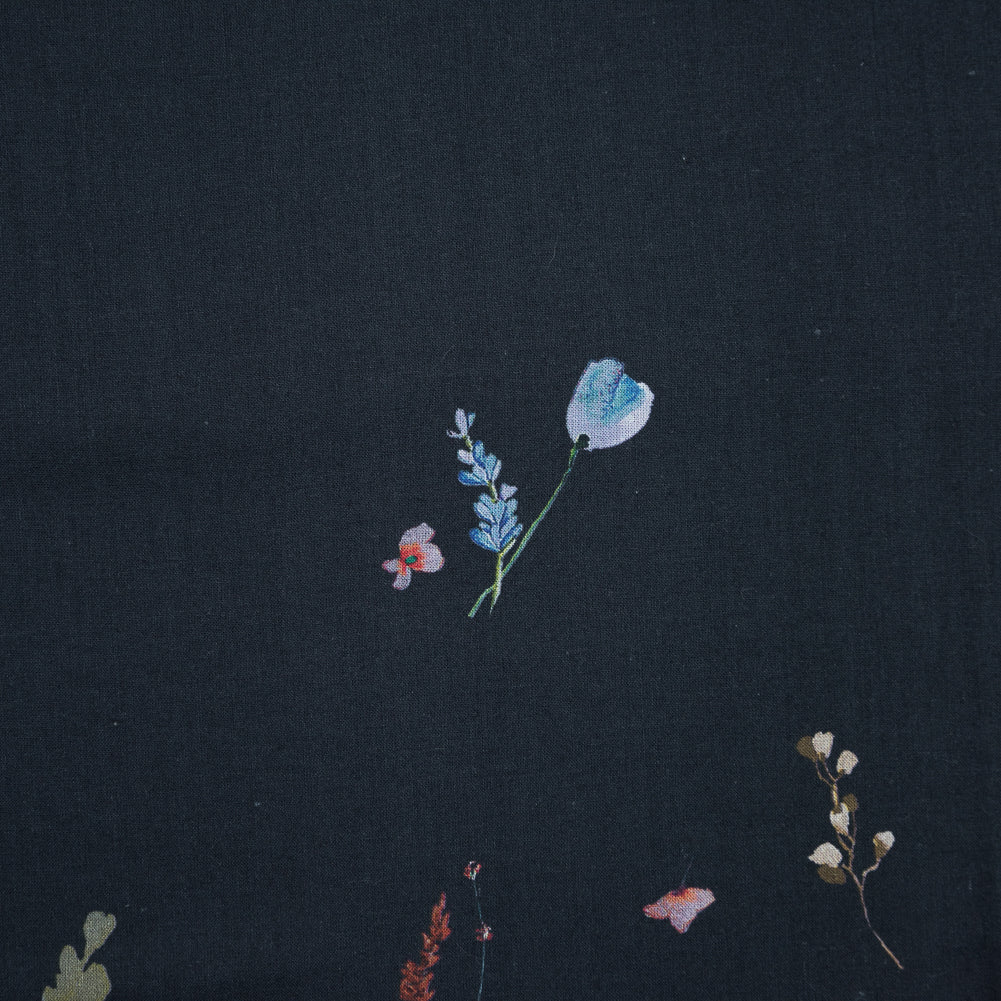 Cotton Voile Panel - Midnight Blue Floral Band - Promenade au Pavot Print - Mood Exclusive Jacques Collection