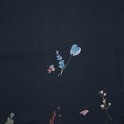 Cotton Voile Panel - Midnight Blue Floral Band - Promenade au Pavot Print - Mood Exclusive Jacques Collection