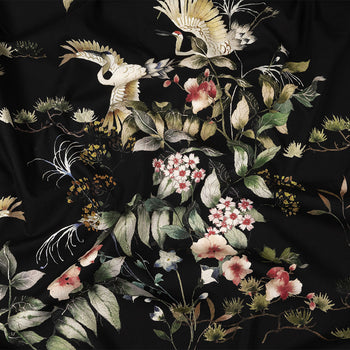 template--26688905969737__main-Cotton Poplin - Black and Green Birds and Flowers - La Grande Tournee Print - Mood Exclusive Jacques Collection