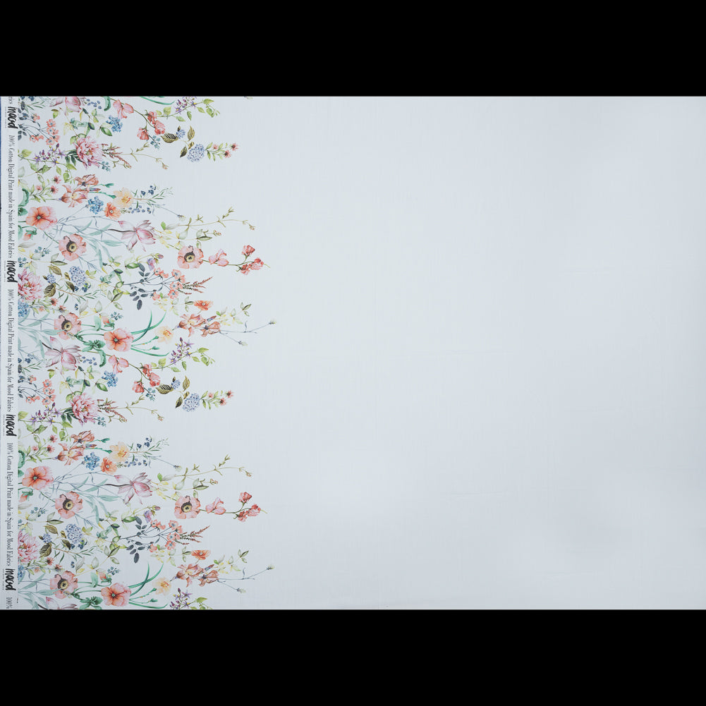 Cotton Poplin - White Floral Border - La Marche des Fleurs Print - Mood Exclusive Jacques Collection