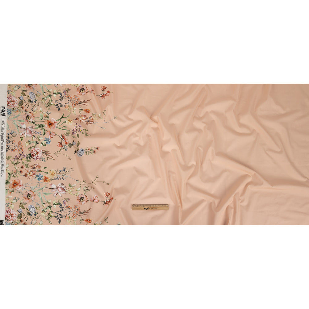 Cotton Poplin - Pink Floral Border - La Marche des Fleurs Print - Mood Exclusive Jacques Collection