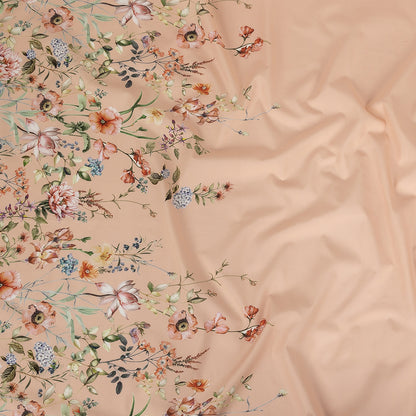 Cotton Poplin - Pink Floral Border - La Marche des Fleurs Print - Mood Exclusive Jacques Collection