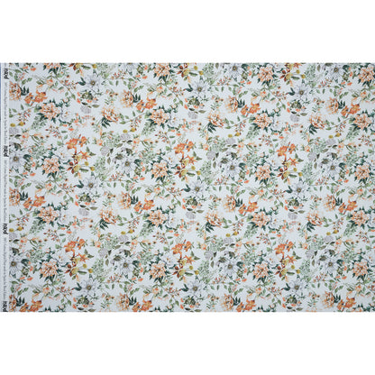 Cotton Poplin - Orange and Green Floral - Les Fleurs de L'amour Print - Mood Exclusive Jacques Collection
