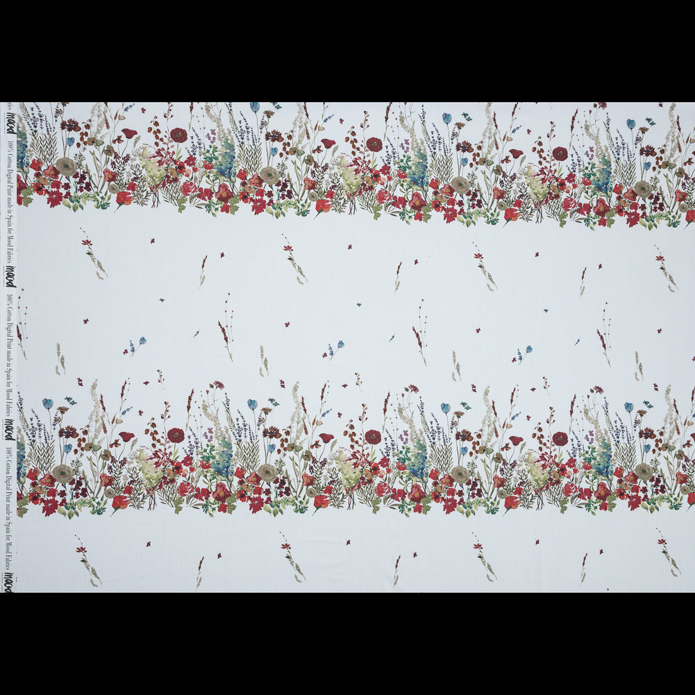 Cotton Poplin Panel - White Floral Band - Promenade au Pavot Print - Mood Exclusive Jacques Collection