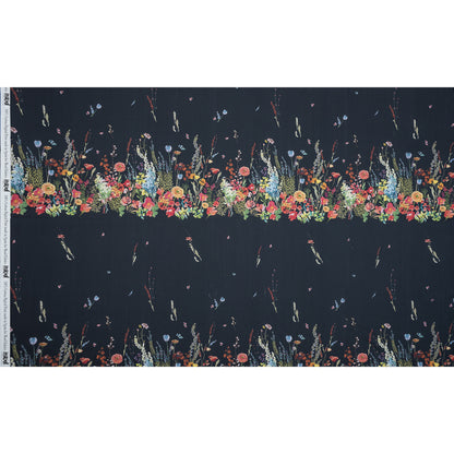 Cotton Poplin Panel - Midnight Blue Floral Band - Promenade au Pavot Print - Mood Exclusive Jacques Collection