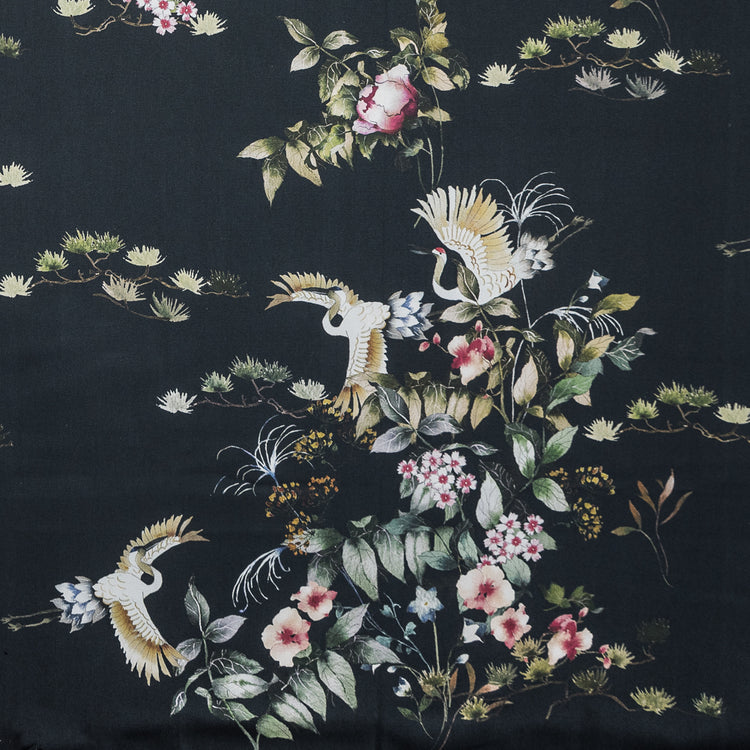 template--25130090922057__main-Stretch Cotton Sateen - Black and Green Birds and Flowers - La Grande Tournee Print - Mood Exclusive Jacques Collection