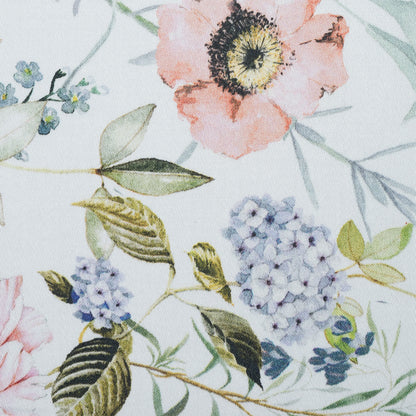 Stretch Cotton Sateen - White Floral Border - La Marche des Fleurs Print - Mood Exclusive Jacques Collection