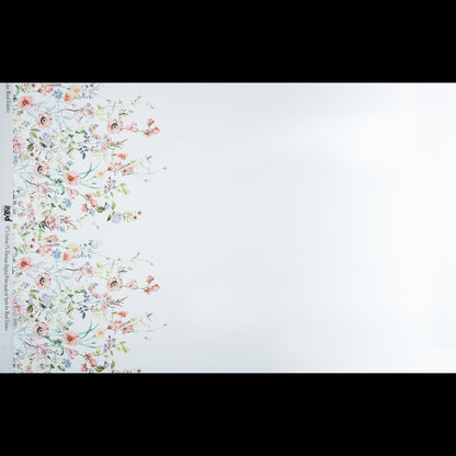 Stretch Cotton Sateen - White Floral Border - La Marche des Fleurs Print - Mood Exclusive Jacques Collection