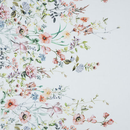 Stretch Cotton Sateen - White Floral Border - La Marche des Fleurs Print - Mood Exclusive Jacques Collection
