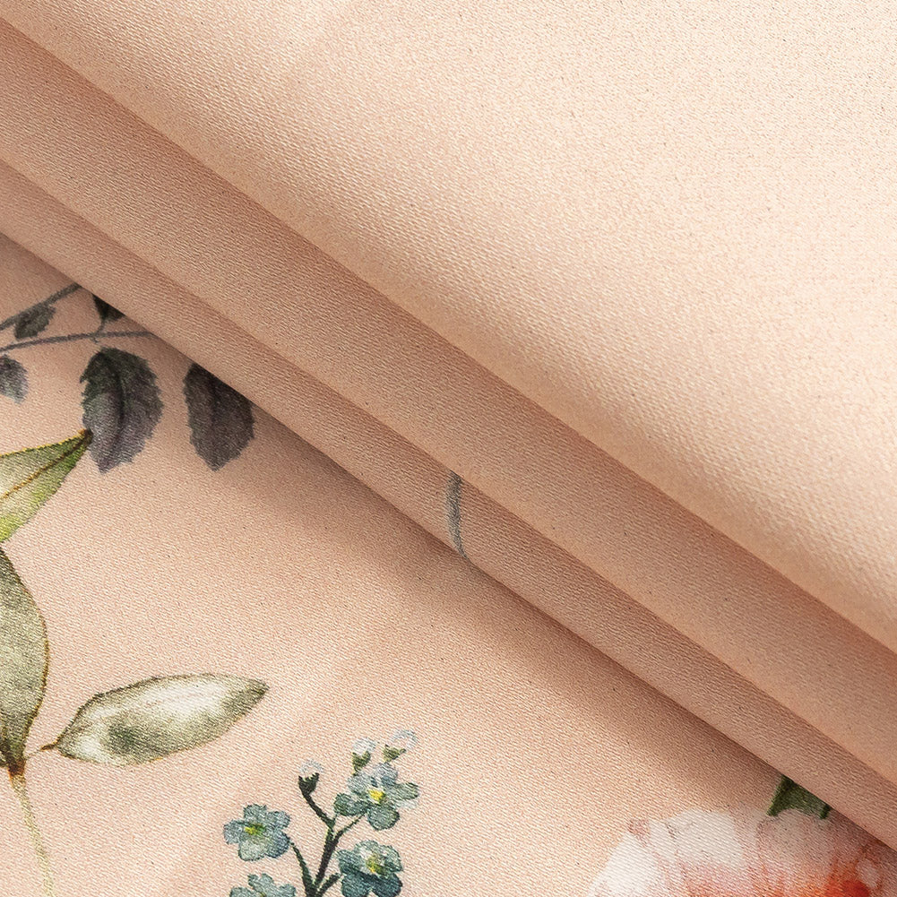 Stretch Cotton Sateen - Pink Floral Border - La Marche des Fleurs Print - Mood Exclusive Jacques Collection