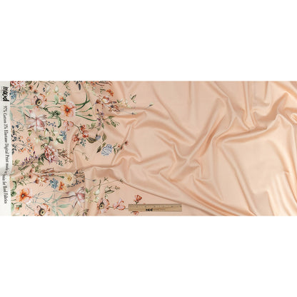 Stretch Cotton Sateen - Pink Floral Border - La Marche des Fleurs Print - Mood Exclusive Jacques Collection