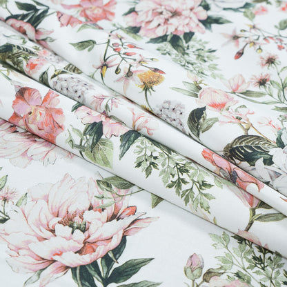 Stretch Cotton Sateen - Pink and Green - Les Fleurs de L'amour Print - Mood Exclusive Jacques Collection