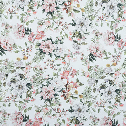 Stretch Cotton Sateen - Pink and Green - Les Fleurs de L'amour Print - Mood Exclusive Jacques Collection