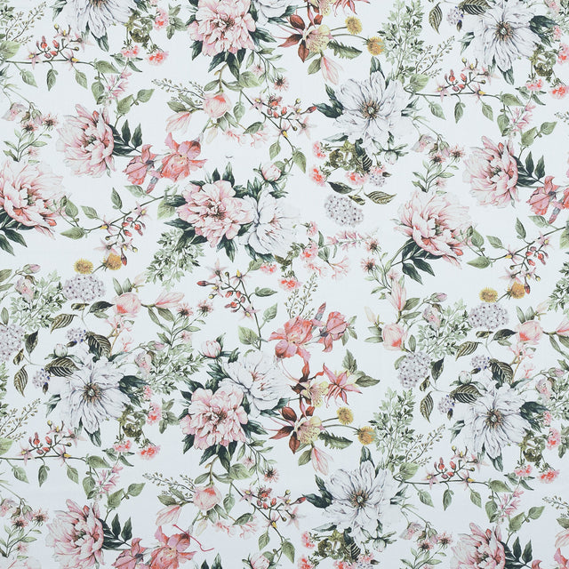 Stretch Cotton Sateen - Pink and Green - Les Fleurs de L'amour Print - Mood Exclusive Jacques Collection