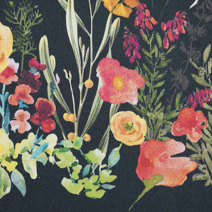 Stretch Cotton Sateen Panel - Midnight Blue Floral Band - Promenade au Pavot Print - Mood Exclusive Jacques Collection